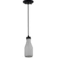 Meyda Lighting Milk Bottle 5" LED Black Mini Pendant Light With Frosted Clear Shade Glass
