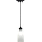 Meyda Lighting Milk Bottle 5" LED Black Mini Pendant Light With Frosted Clear Shade Glass
