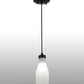 Meyda Lighting Milk Bottle 5" LED Black Mini Pendant Light With Frosted Clear Shade Glass