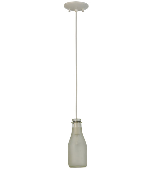 Meyda Lighting Milk Bottle 5" LED White Mini Pendant Light With Frosted Clear Shade Glass