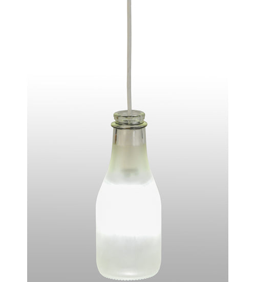 Meyda Lighting Milk Bottle 5" LED White Mini Pendant Light With Frosted Clear Shade Glass