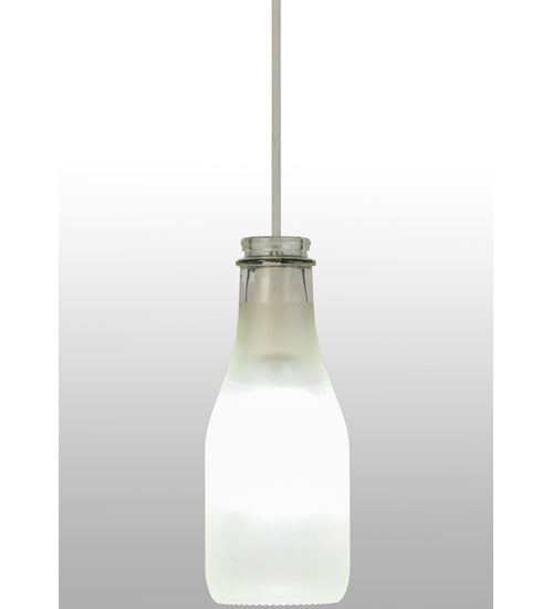 Meyda Lighting Milk Bottle 5" LED White Mini Pendant Light With Frosted Clear Shade Glass