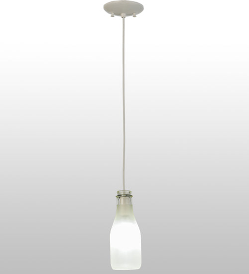 Meyda Lighting Milk Bottle 5" LED White Mini Pendant Light With Frosted Clear Shade Glass