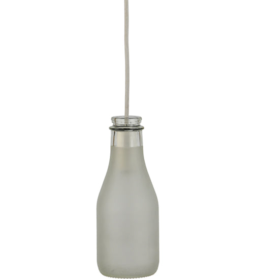 Meyda Lighting Milk Bottle 5" White Mini Pendant Light With Frosted Clear Shade Glass