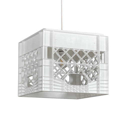 Meyda Lighting Milk Crate 18" White Pendant Light With White Shade