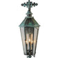 Meyda Lighting Millesime 11" 3-Light Craftsman Verdi On Brass Lantern Wall Sconce With Clear Seeded Shade Glass