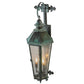 Meyda Lighting Millesime 11" 3-Light Craftsman Verdi On Brass Lantern Wall Sconce With Clear Seeded Shade Glass