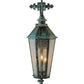 Meyda Lighting Millesime 11" 3-Light Craftsman Verdi On Brass Lantern Wall Sconce With Clear Seeded Shade Glass