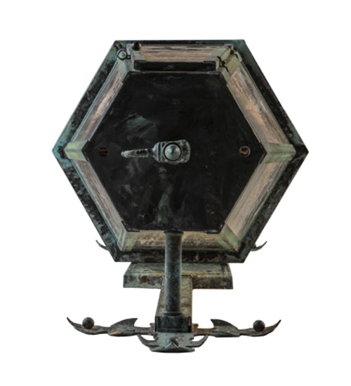 Meyda Lighting Millesime 11" 3-Light Craftsman Verdi On Brass Lantern Wall Sconce With Clear Seeded Shade Glass