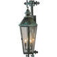 Meyda Lighting Millesime 11" 3-Light Craftsman Verdi On Brass Lantern Wall Sconce With Clear Seeded Shade Glass