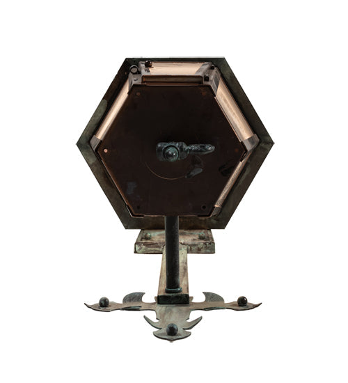 Meyda Lighting Millesime 11" 3-Light Verdigris & Copper Lantern Wall Sconce With Clear Seeded Shade Glass