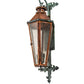 Meyda Lighting Millesime 14" 3-Light Antique Copper & Verdigris Lantern Wall Sconce With Clear Seeded Shade Glass