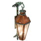 Meyda Lighting Millesime 14" 3-Light Antique Copper & Verdigris Lantern Wall Sconce With Clear Seeded Shade Glass