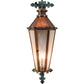 Meyda Lighting Millesime 14" 3-Light Antique Copper & Verdigris Lantern Wall Sconce With Clear Seeded Shade Glass