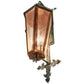 Meyda Lighting Millesime 14" 3-Light Antique Copper & Verdigris Lantern Wall Sconce With Clear Seeded Shade Glass