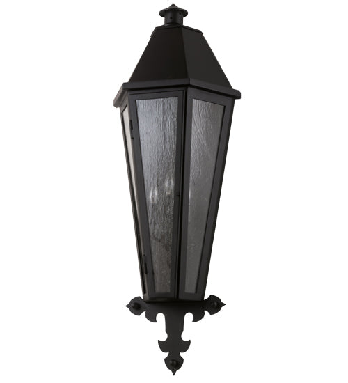 Meyda Lighting Millesime 14" 3-Light Blackwash Lantern Wall Sconce With Clear Seeded Shade Glass