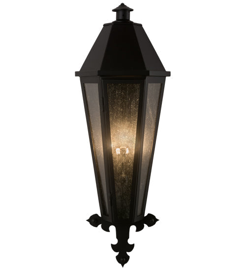 Meyda Lighting Millesime 14" 3-Light Blackwash Lantern Wall Sconce With Clear Seeded Shade Glass