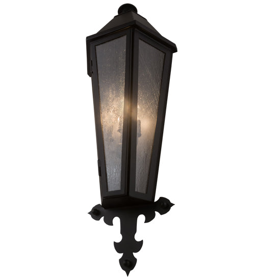 Meyda Lighting Millesime 14" 3-Light Blackwash Lantern Wall Sconce With Clear Seeded Shade Glass