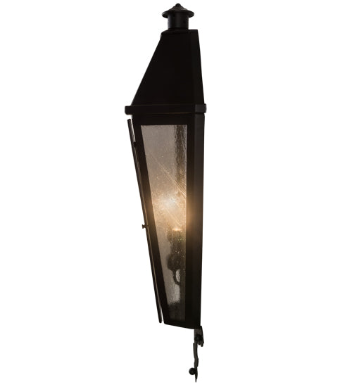 Meyda Lighting Millesime 14" 3-Light Blackwash Lantern Wall Sconce With Clear Seeded Shade Glass