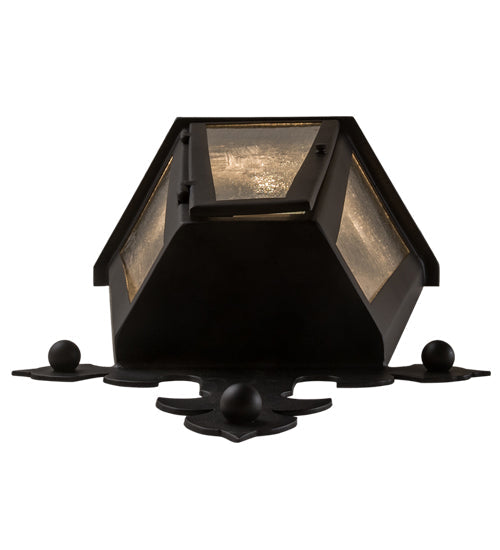Meyda Lighting Millesime 14" 3-Light Blackwash Lantern Wall Sconce With Clear Seeded Shade Glass