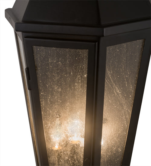 Meyda Lighting Millesime 14" 3-Light Blackwash Lantern Wall Sconce With Clear Seeded Shade Glass