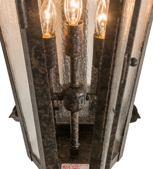 Meyda Lighting Millesime 14" 3-Light Coffee Bean Wall Sconce With Clear Seeded Shade Glass