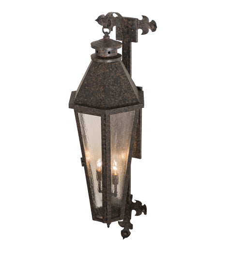 Meyda Lighting Millesime 14" 3-Light Coffee Bean Wall Sconce With Clear Seeded Shade Glass