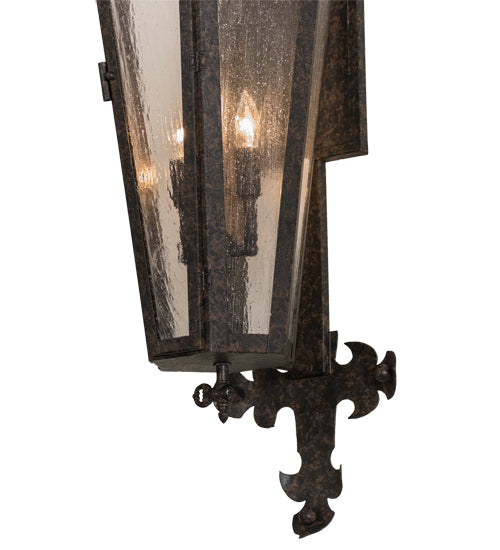 Meyda Lighting Millesime 14" 3-Light Coffee Bean Wall Sconce With Clear Seeded Shade Glass