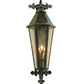 Meyda Lighting Millesime 14" 3-Light Craftsman Verde On Brass Lantern Wall Sconce With Clear Seeded Shade Glass