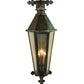 Meyda Lighting Millesime 14" 3-Light Craftsman Verde On Brass Lantern Wall Sconce With Clear Seeded Shade Glass