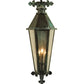 Meyda Lighting Millesime 14" 3-Light Craftsman Verde On Brass Lantern Wall Sconce With Clear Seeded Shade Glass