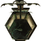 Meyda Lighting Millesime 14" 3-Light Craftsman Verde On Brass Lantern Wall Sconce With Clear Seeded Shade Glass