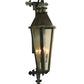 Meyda Lighting Millesime 14" 3-Light Craftsman Verde On Brass Lantern Wall Sconce With Clear Seeded Shade Glass