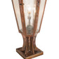 Meyda Lighting Millesime 14" 3-Light Vintage Copper And Craftsman Verdigris Outdoor Pier Mount Light With Clear Seeded Shade Glass