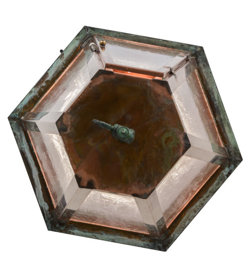 Meyda Lighting Millesime 14" Raw Copper Lantern Pendant Light With Clear Seeded Shade Glass
