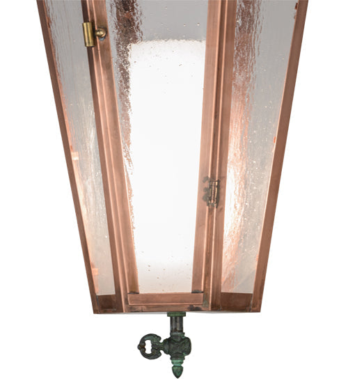 Meyda Lighting Millesime 14" Raw Copper Lantern Pendant Light With Clear Seeded Shade Glass