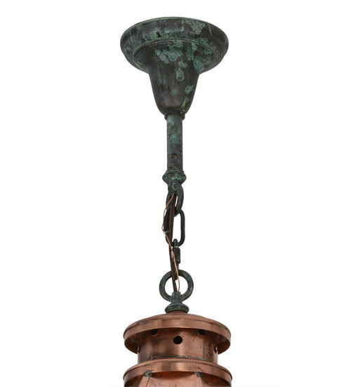 Meyda Lighting Millesime 14" Raw Copper Lantern Pendant Light With Clear Seeded Shade Glass