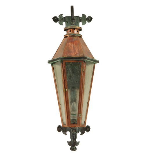 Meyda Lighting Millesime 14" Raw Copper Lantern Wall Sconce With Clear Seeded Shade Glass