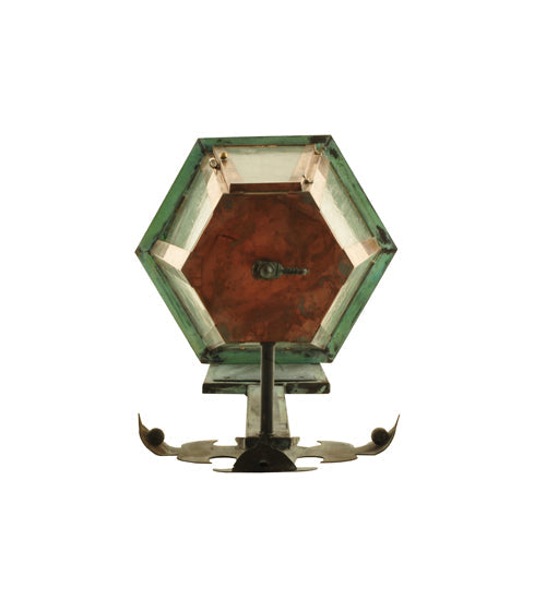 Meyda Lighting Millesime 14" Raw Copper Lantern Wall Sconce With Clear Seeded Shade Glass