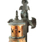 Meyda Lighting Millesime 14" Raw Copper and Verdi Brass Lantern Wall Sconce With Clear Seeded Shade Glass