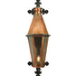 Meyda Lighting Millesime 14" Raw Copper and Verdi Brass Lantern Wall Sconce With Clear Seeded Shade Glass