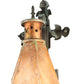 Meyda Lighting Millesime 14" Raw Copper and Verdi Brass Lantern Wall Sconce With Clear Seeded Shade Glass