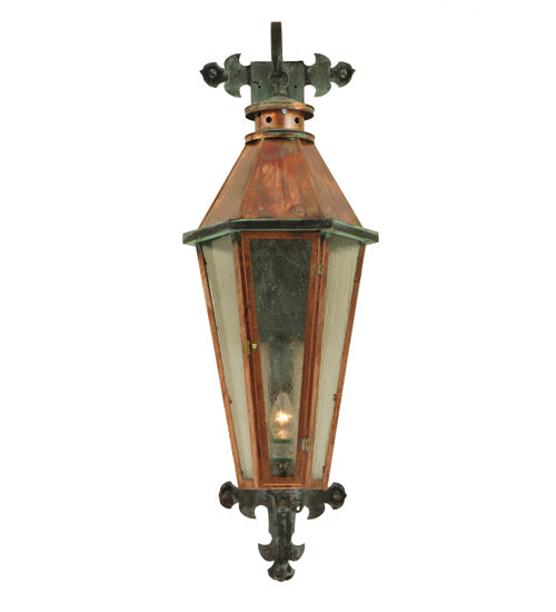 Meyda Lighting Millesime 14" Raw Copper and Verdigris Wall Sconce With Clear Seeded Shade Glass