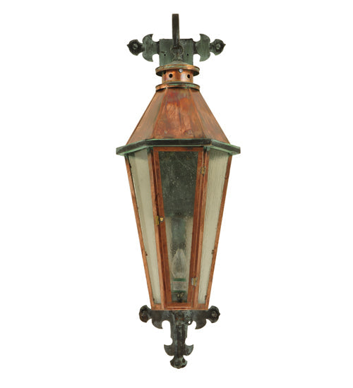 Meyda Lighting Millesime 14" Raw Copper and Verdigris Wall Sconce With Clear Seeded Shade Glass