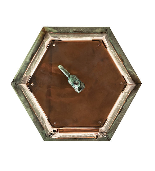 Meyda Lighting Millesime 14" Vintage Copper And Craftsman Verdi Lantern Pendant Light With Clear Seeded Shade Glass