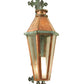 Meyda Lighting Millesime 14" Vintage Copper and Verdigris Brass Lantern Wall Sconce With Clear Seeded Shade Glass
