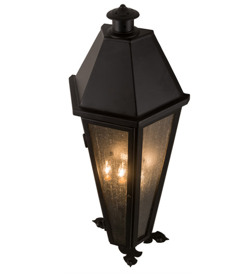 Meyda Lighting Millesime 181916 14" 3-Light Blackwash Lantern Wall Sconce With Clear Seeded Shade Glass