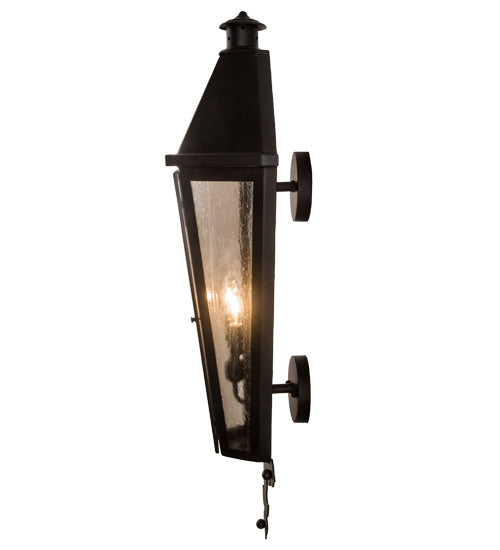 Meyda Lighting Millesime 181916 14" 3-Light Blackwash Lantern Wall Sconce With Clear Seeded Shade Glass