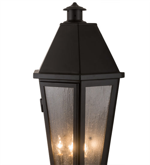 Meyda Lighting Millesime 181916 14" 3-Light Blackwash Lantern Wall Sconce With Clear Seeded Shade Glass