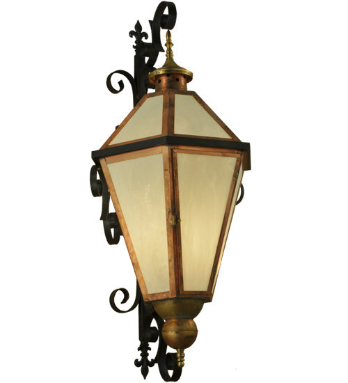 Meyda Lighting Millesime 20" Copper And Timeless Bronze Lantern Wall Sconce With Frosted White Art Shade Glass